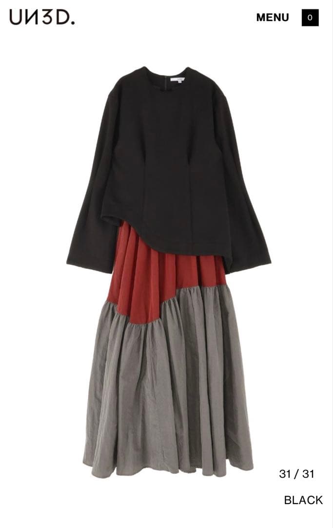 新作！アンスリード UN3D. ギャザースカートドッキングワンピース