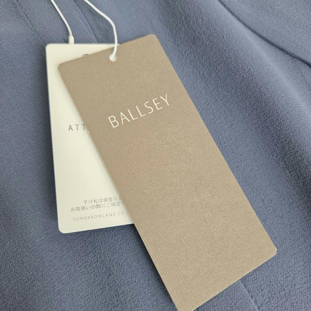 新品　BALLSEY　ブラウス　ボウタイ　シアー　M　シルク　シェルボタン