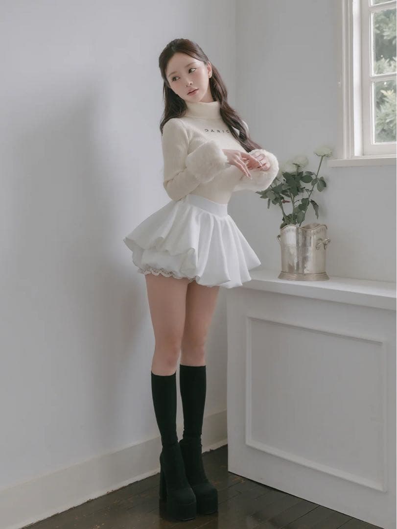 新品タグ付 ダーリッチ ボリュームバルーンミニスカート ホワイト フリー