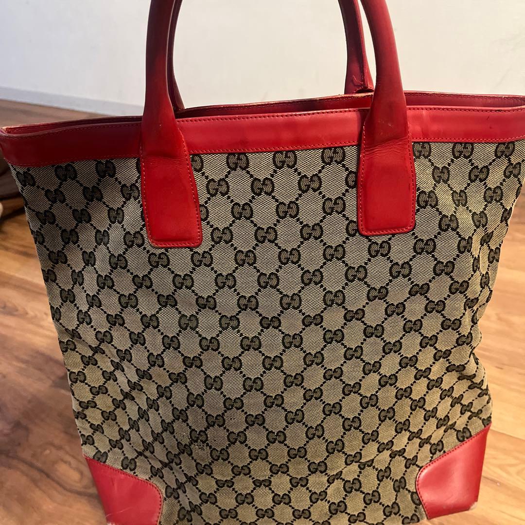 Gucci ロゴトートバッグ ベージュ/レッド