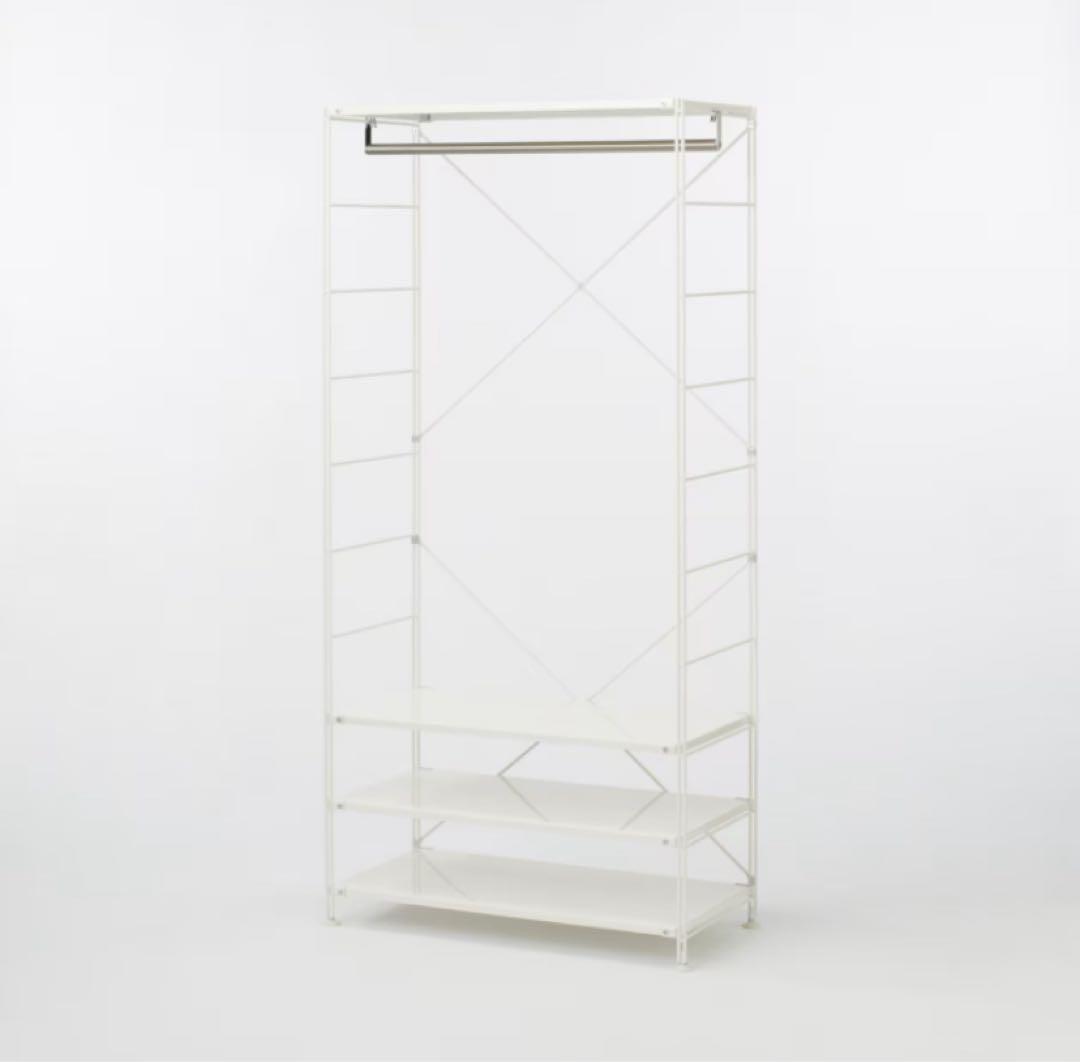 【無印良品】スチールユニットシェルフ　ワードローブセット　ライトグレー