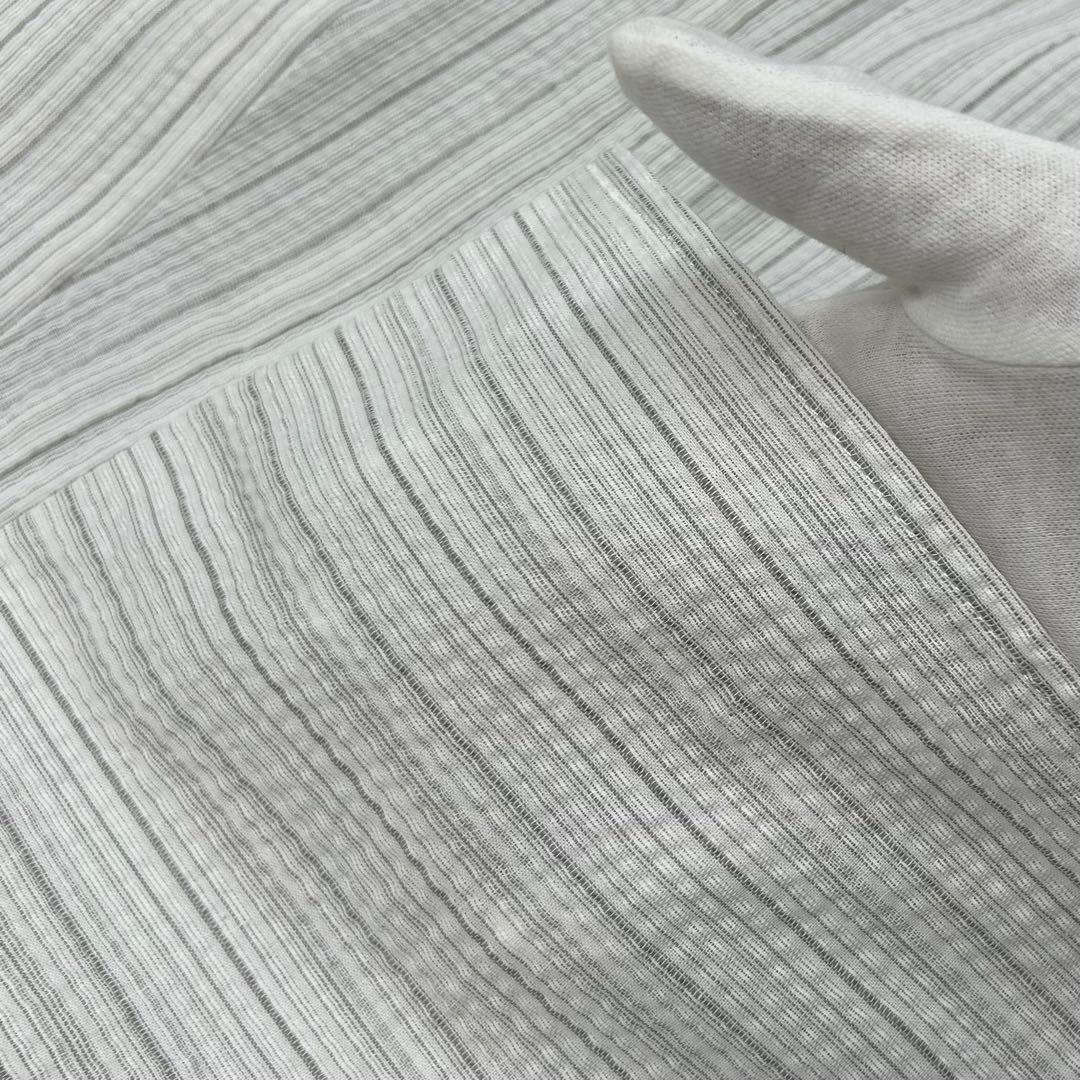 古典しじら織　浴衣　綿　粋な夏着物　縞柄　半幅帯　藍緑　帯締め　3点　0716⑪