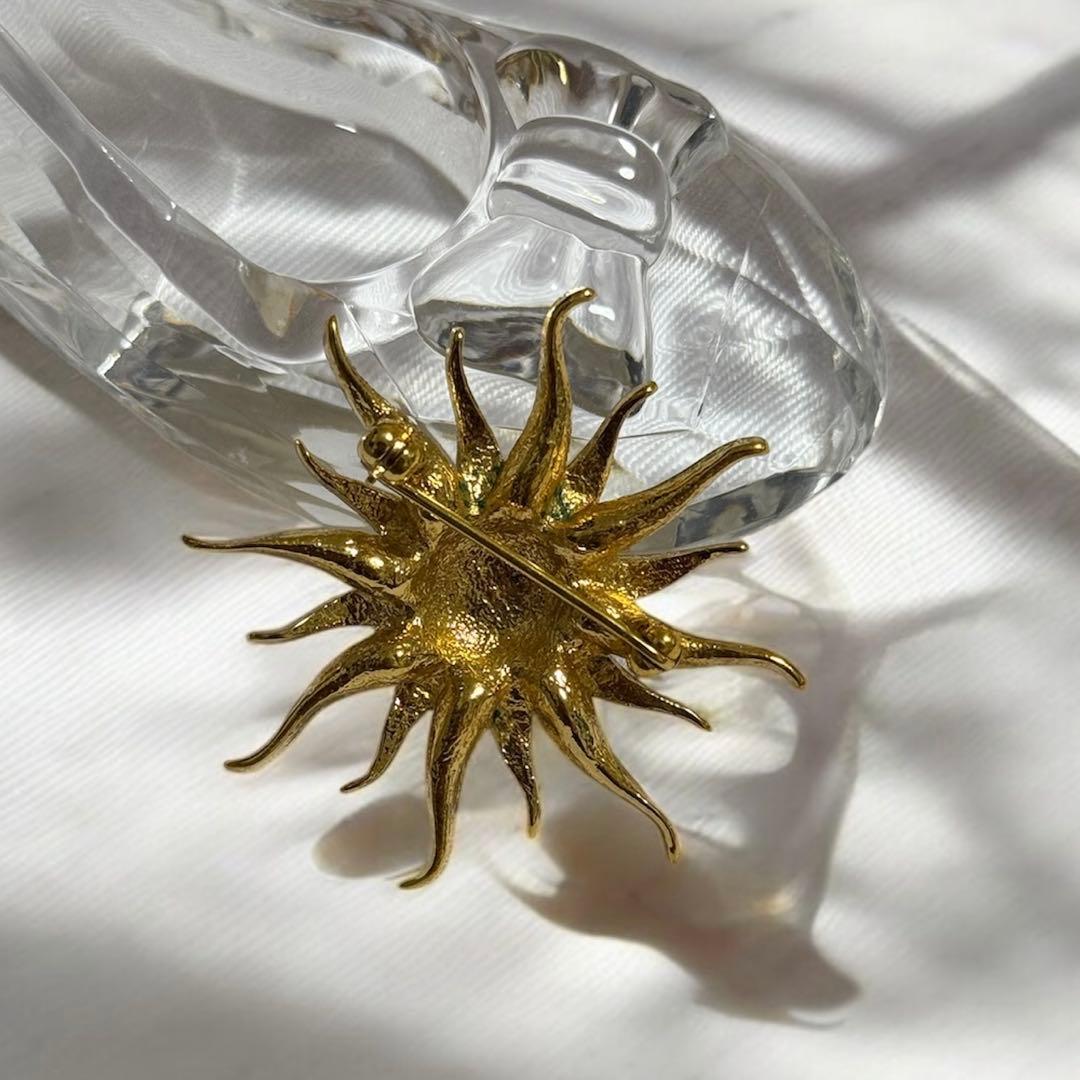 ヴィンテージ D’Orlan スターバーストブローチ 太陽 ストーン パール