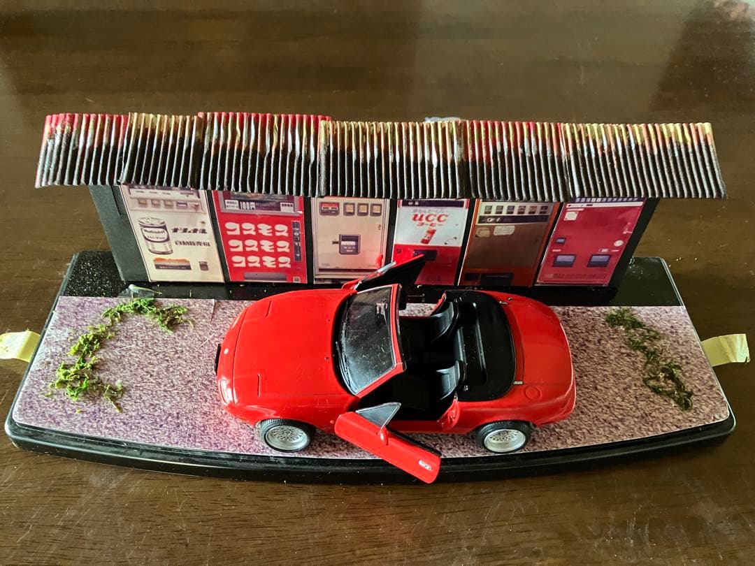 1/24マツダユーノスロードスター　ローダウンカスタムジオラマ 自動販売機照明付