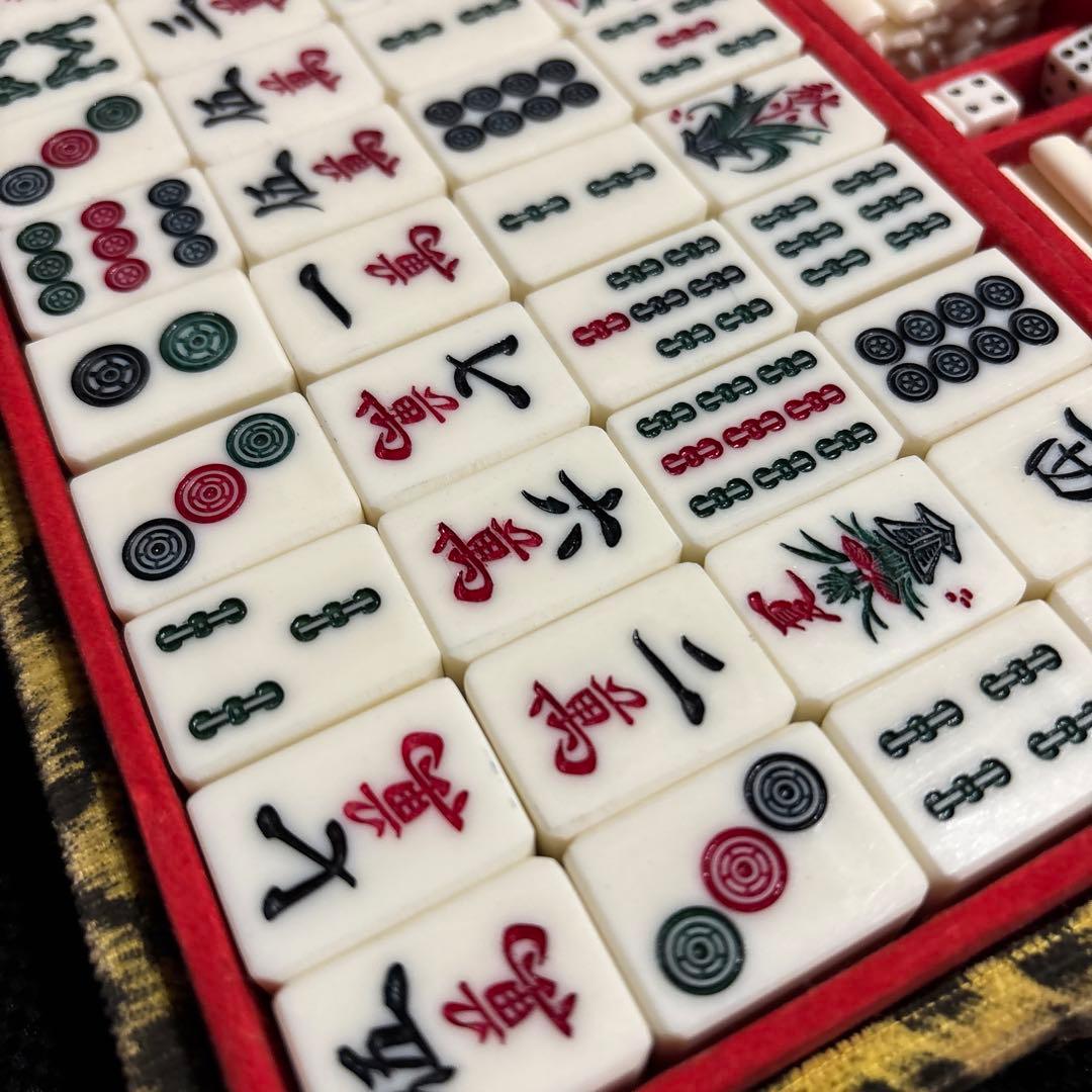 【希少】昭和レトロ 骨牌 竹背 麻雀牌セット