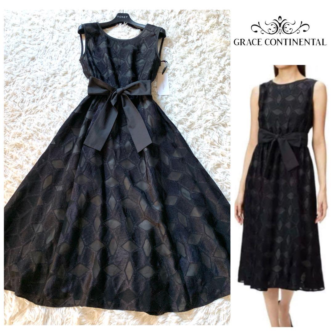新品✨ 高級感 グレースクラス メタリックキカジャガードドレス ワンピース
