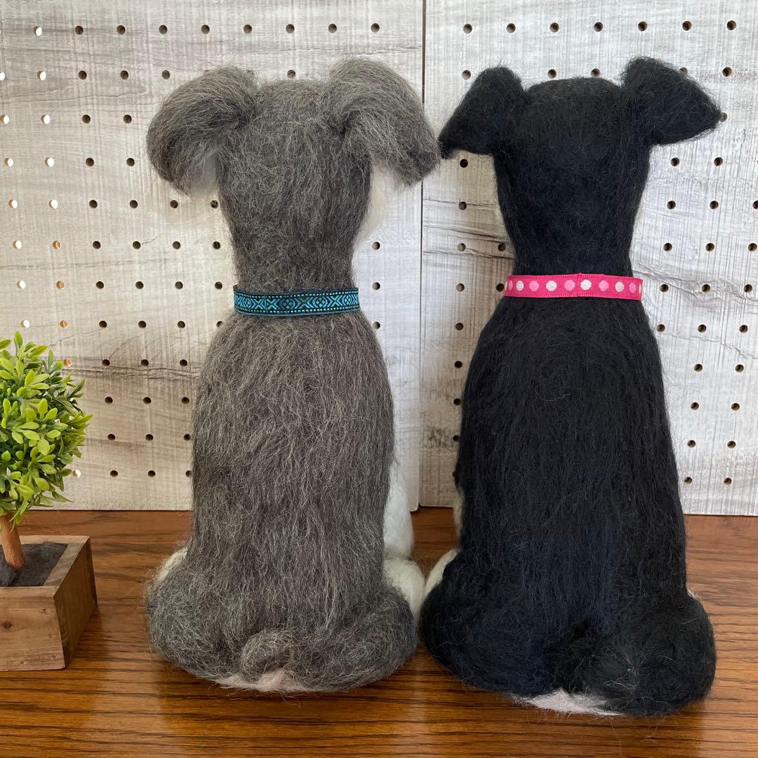 羊毛フェルト　ミニチュアシュナウザー　Mサイズ　3体