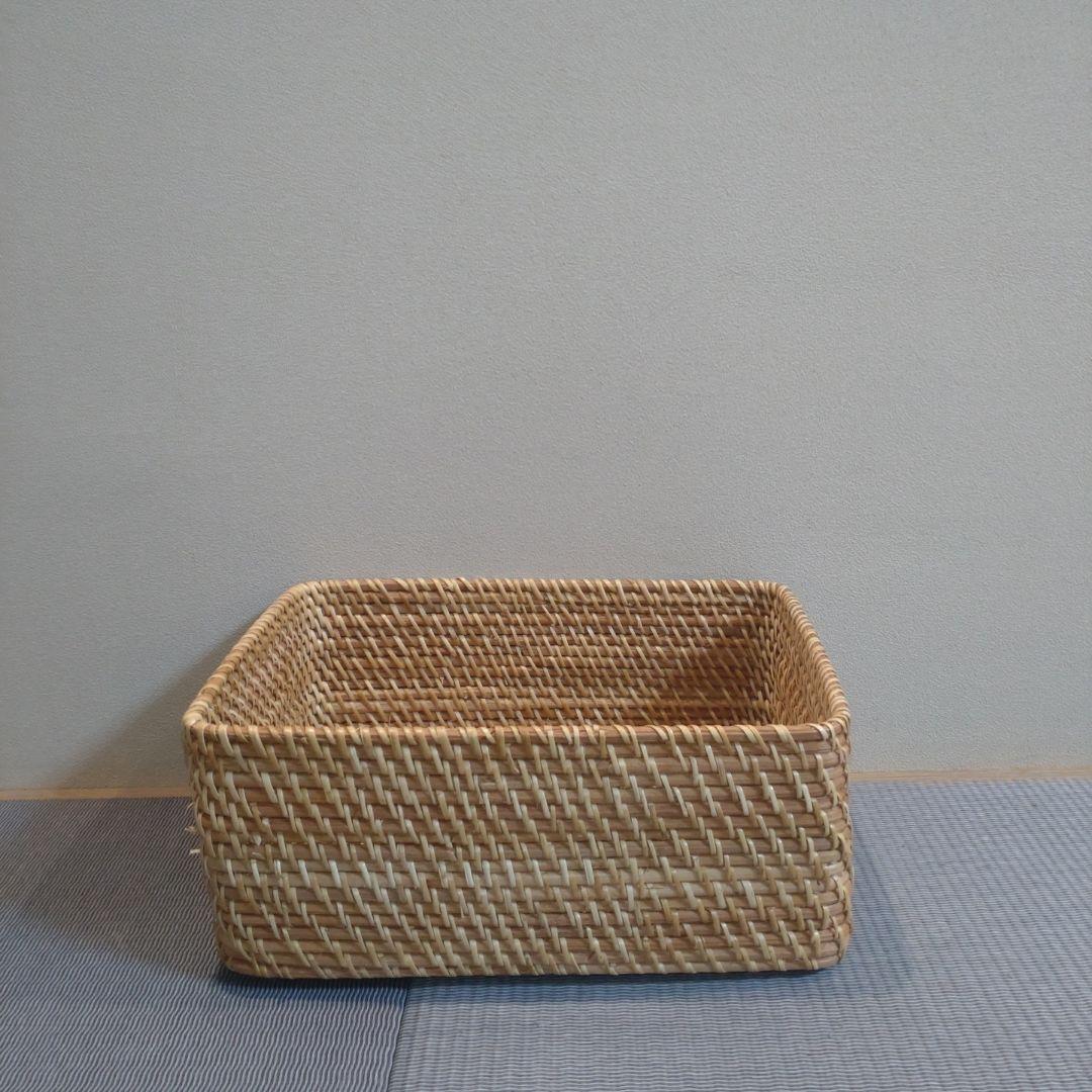 美品!!無印 重なるラタン長方形バスケット特大2個・ 中1個・小2個・蓋1セット