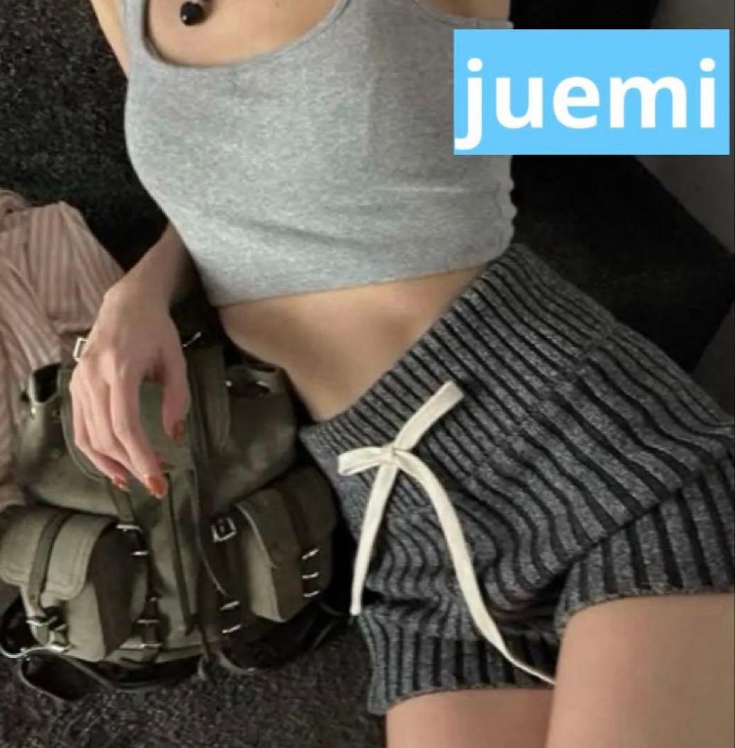 完売ヘザーグレー‼️JUEMIニットパンツContrast Knit Shorts