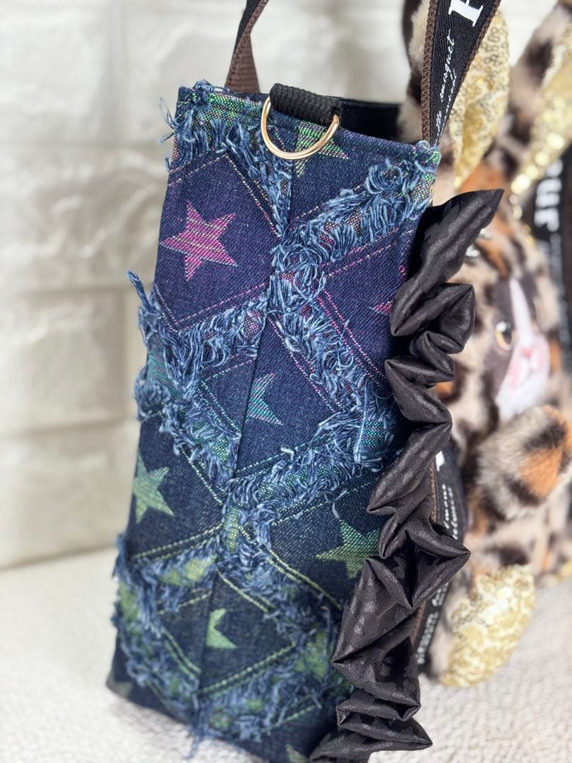 ゆ*ら様 コヤンイサムチョン　ハンドメイド　トートバッグ　デニム　ヒョウ柄ジョー