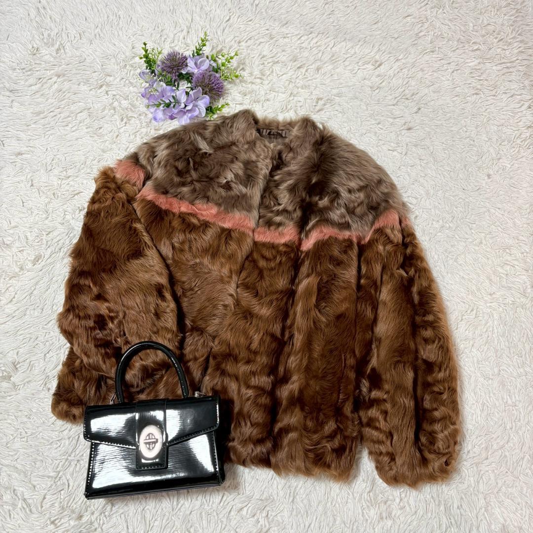 ラム　羊　リアルファー　トリカラー　マルチカラー　ラムファー（羊毛皮）コート