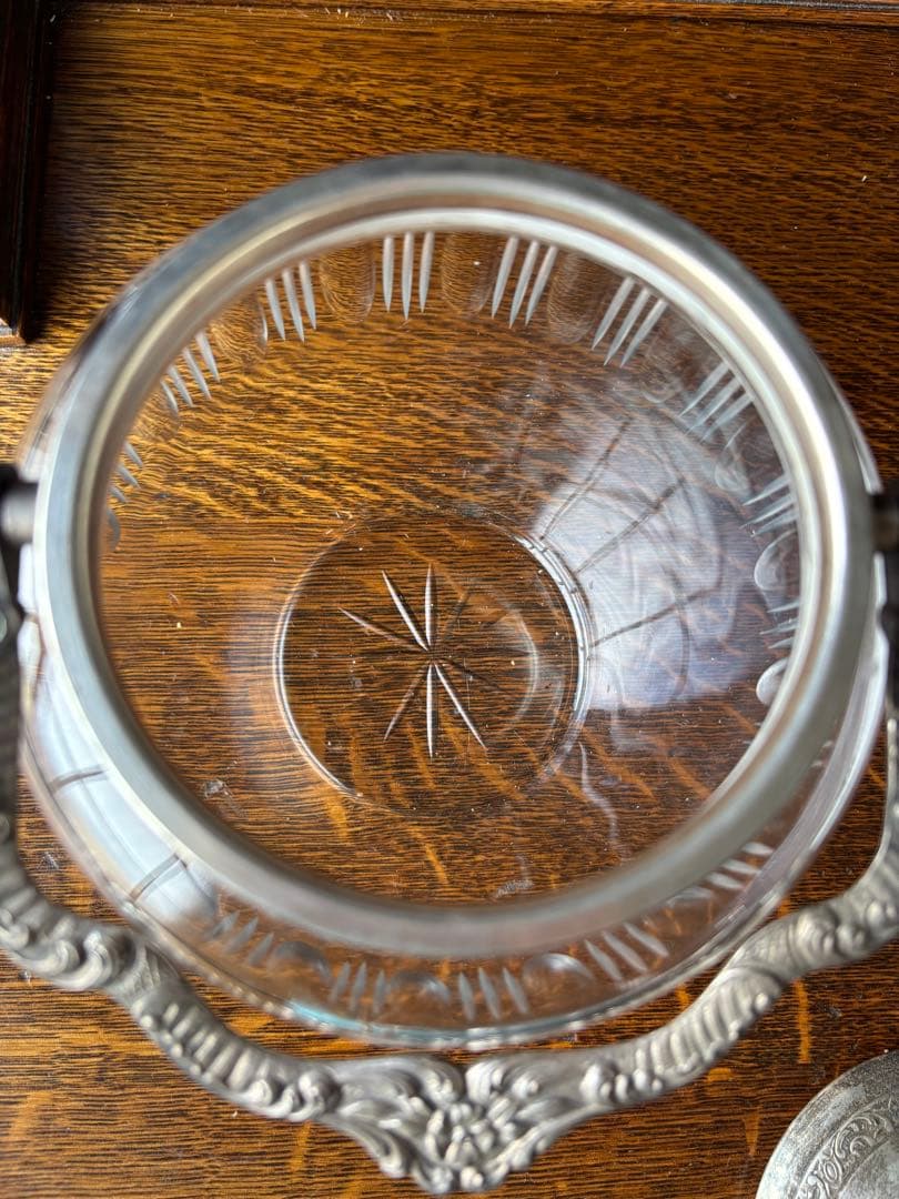 フランスアンティーク ビスケットジャー　蓋付