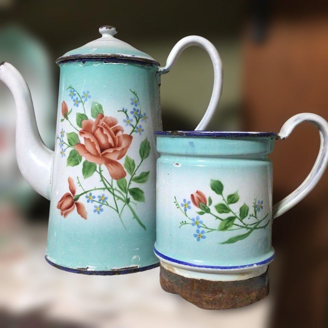 アンティークホーローポット　JAPY