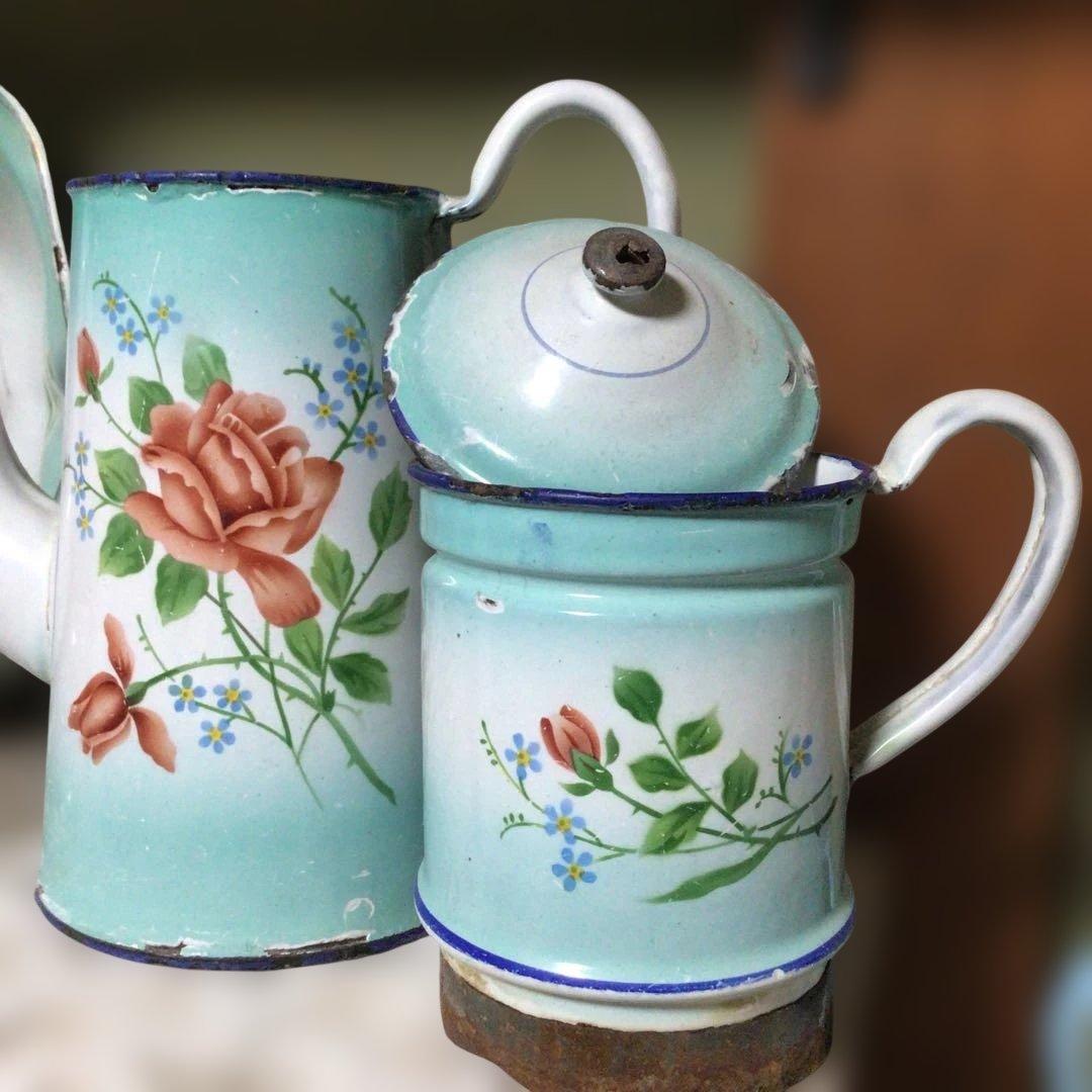 アンティークホーローポット　JAPY