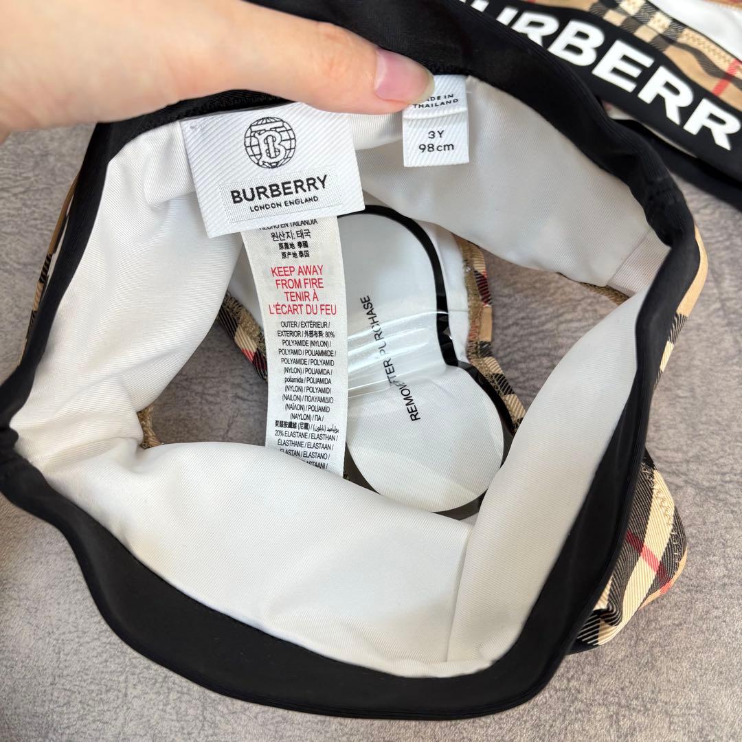 ラスト１【新品】BURBERRY キッズ ビキニ 水着 ロゴ×チェック 3Y