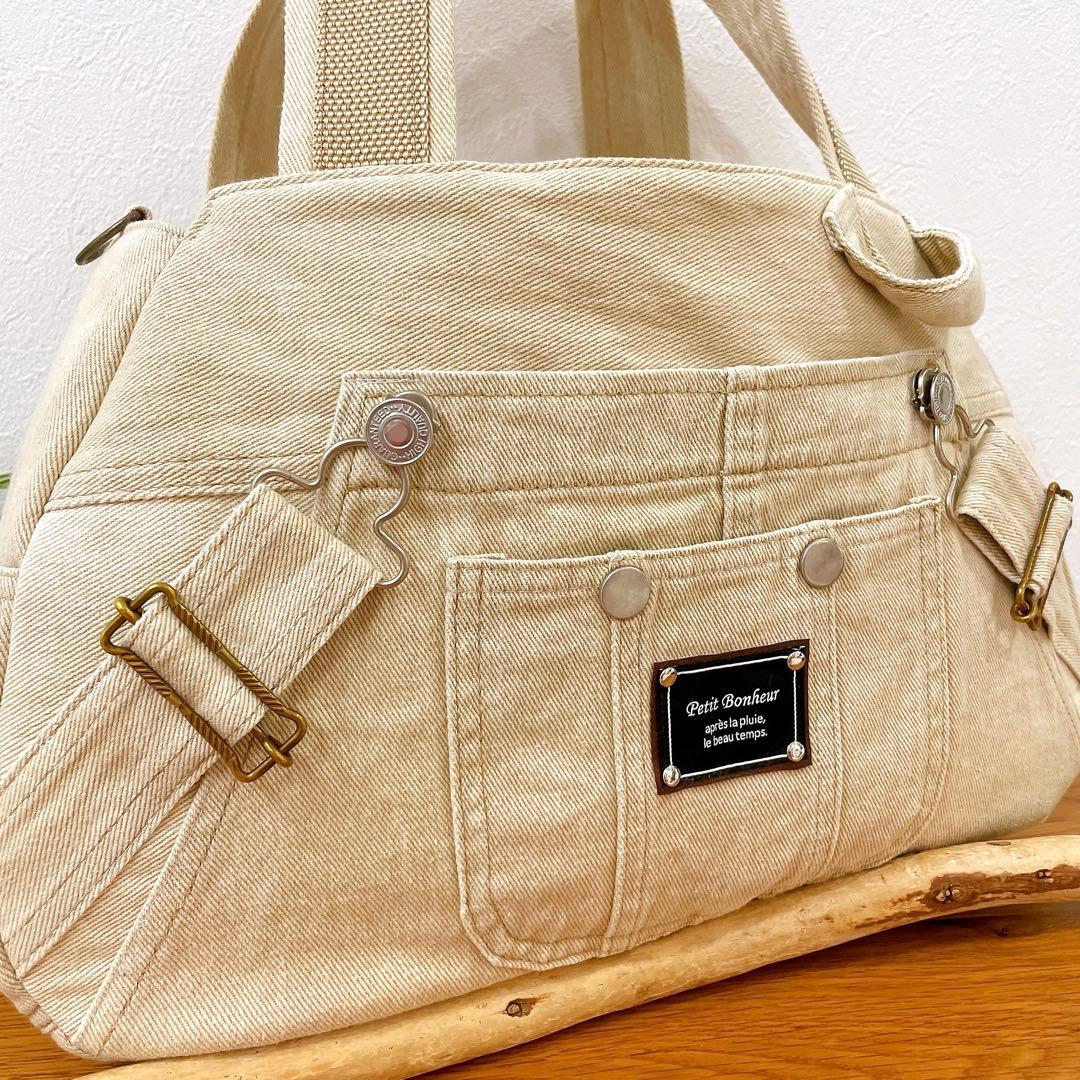 BIGsize★2wayトートバッグ デニムリメイク オーバーオール beige