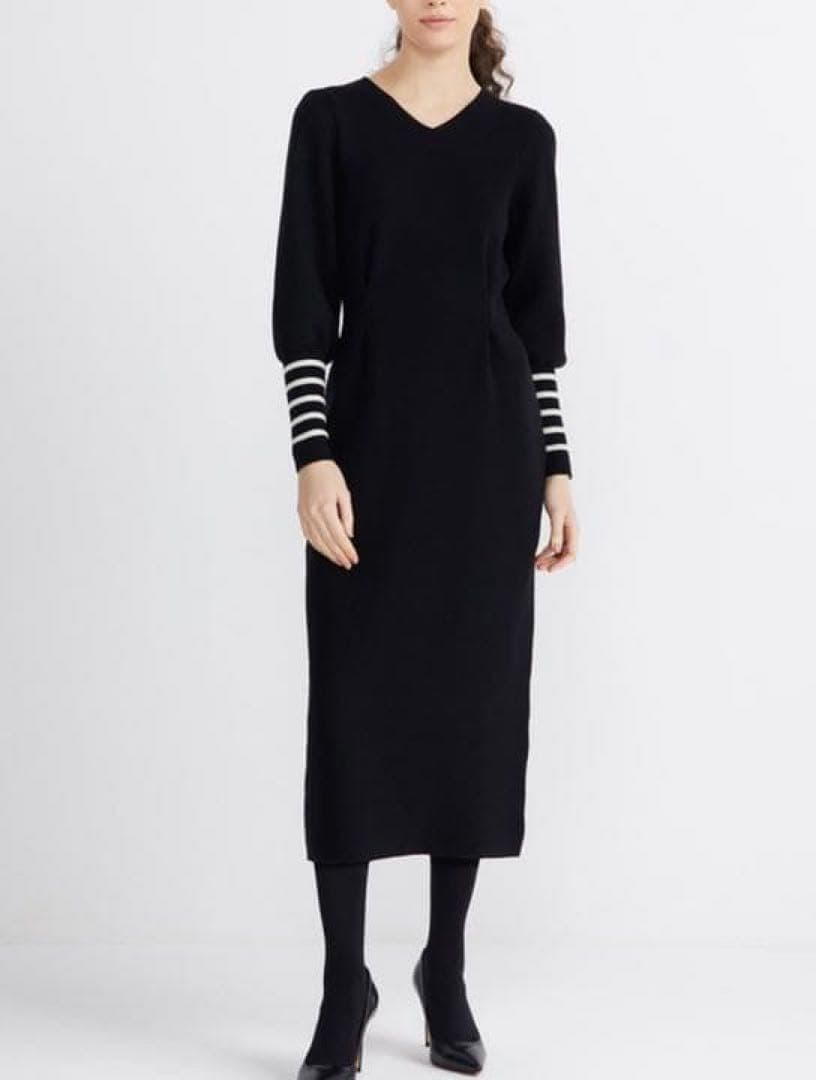 BORDERS at BALCONY ニットワンピース ロング ブラック 38