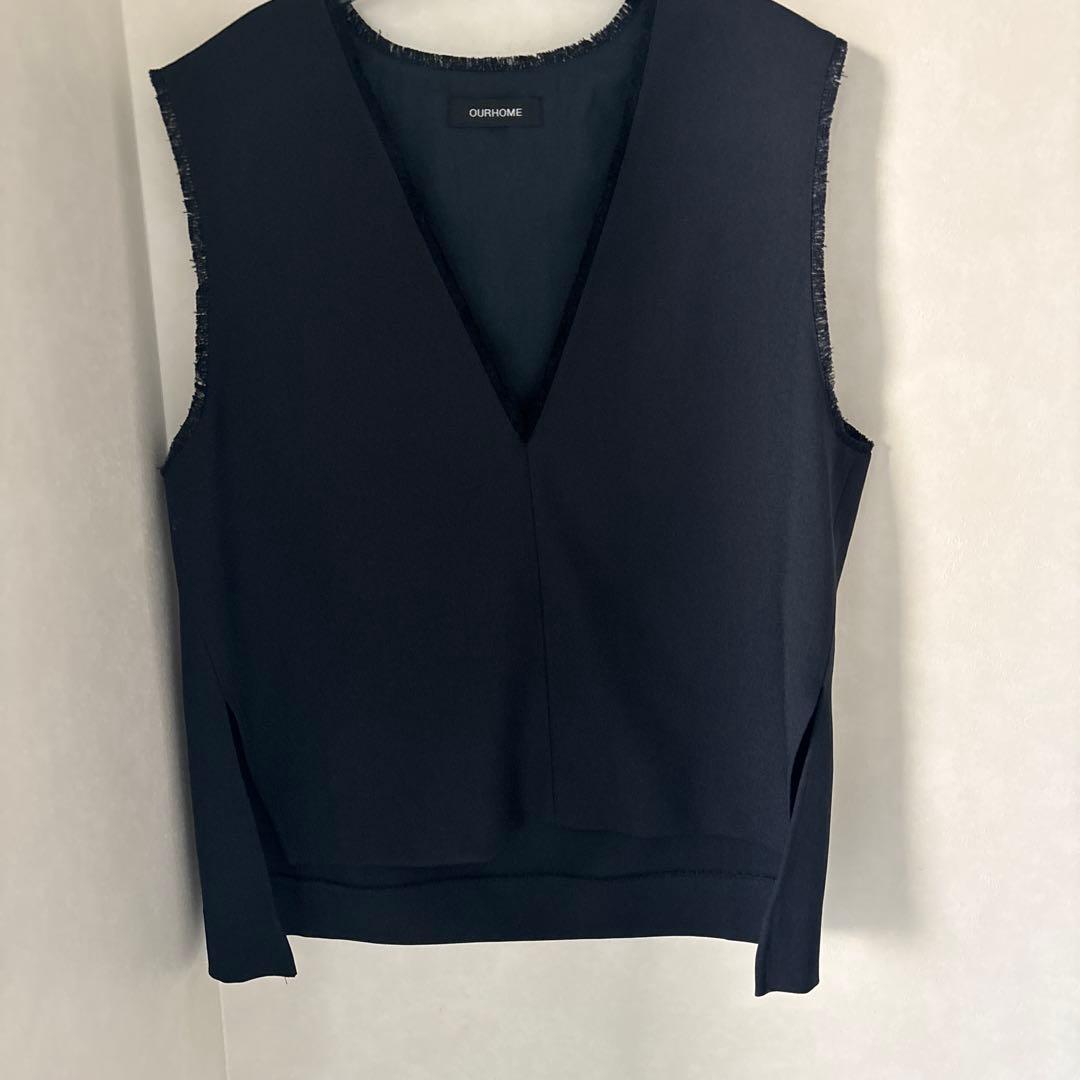 OUR 洗えるフリンジベスト　ダークネイビー