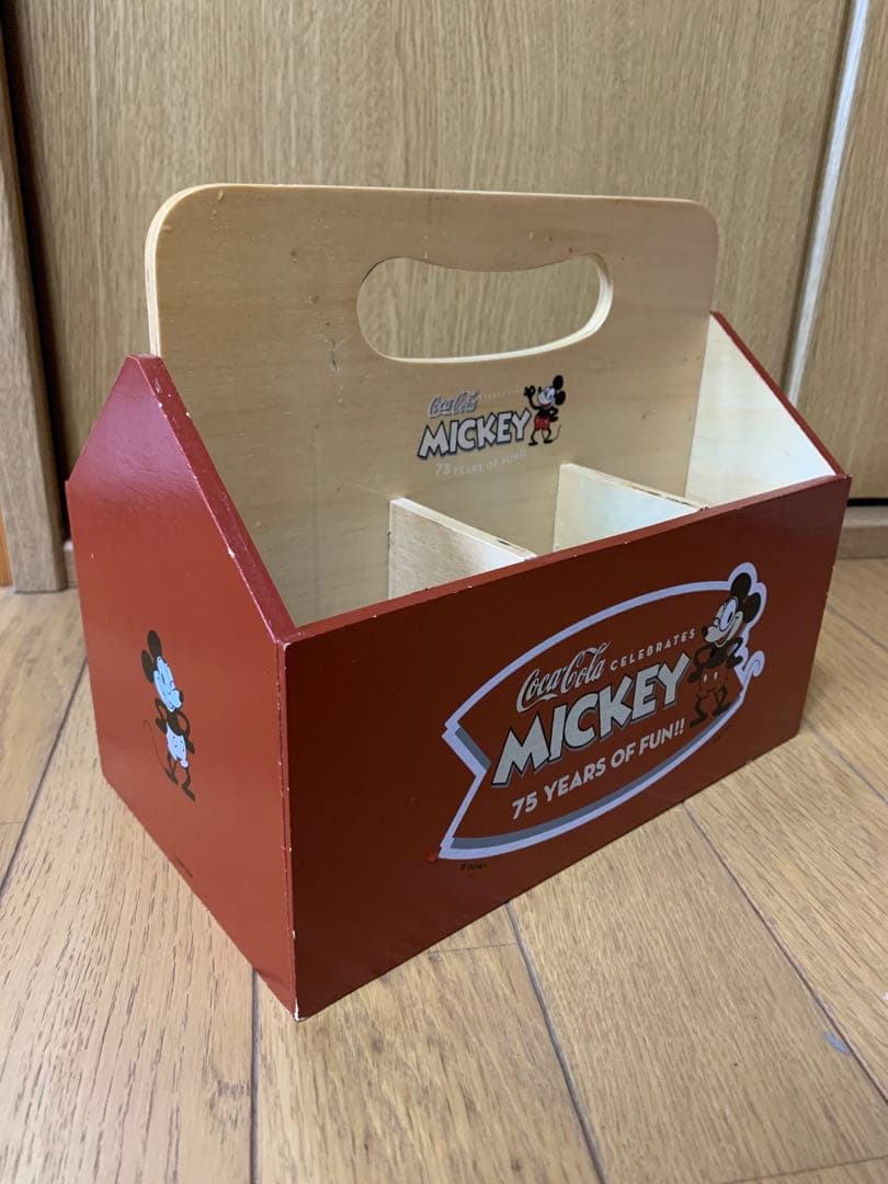 ミッキーマウス 75周年記念 木製ボックス ドリンクキャリー コカコーラコラボ