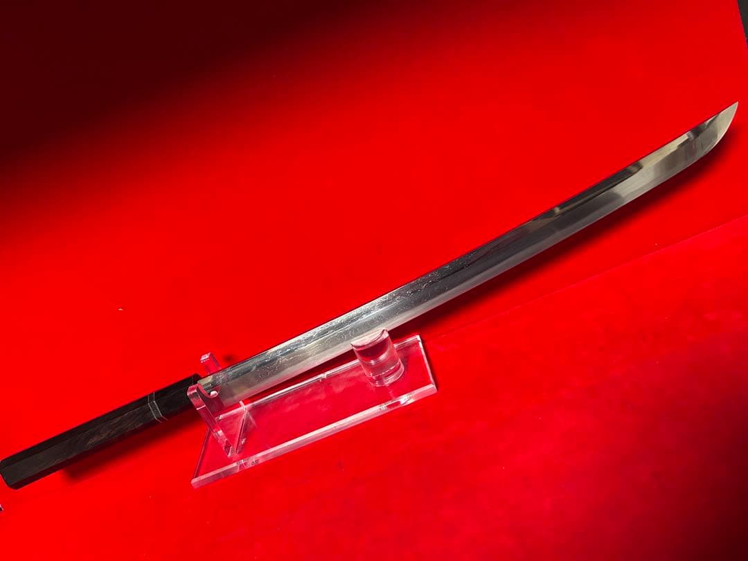 01564 包丁　マグロ包丁　先丸型　両刃　研師仕上げ　刃文綺麗　鞘付　未使用品