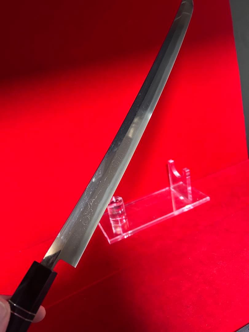 01564 包丁　マグロ包丁　先丸型　両刃　研師仕上げ　刃文綺麗　鞘付　未使用品