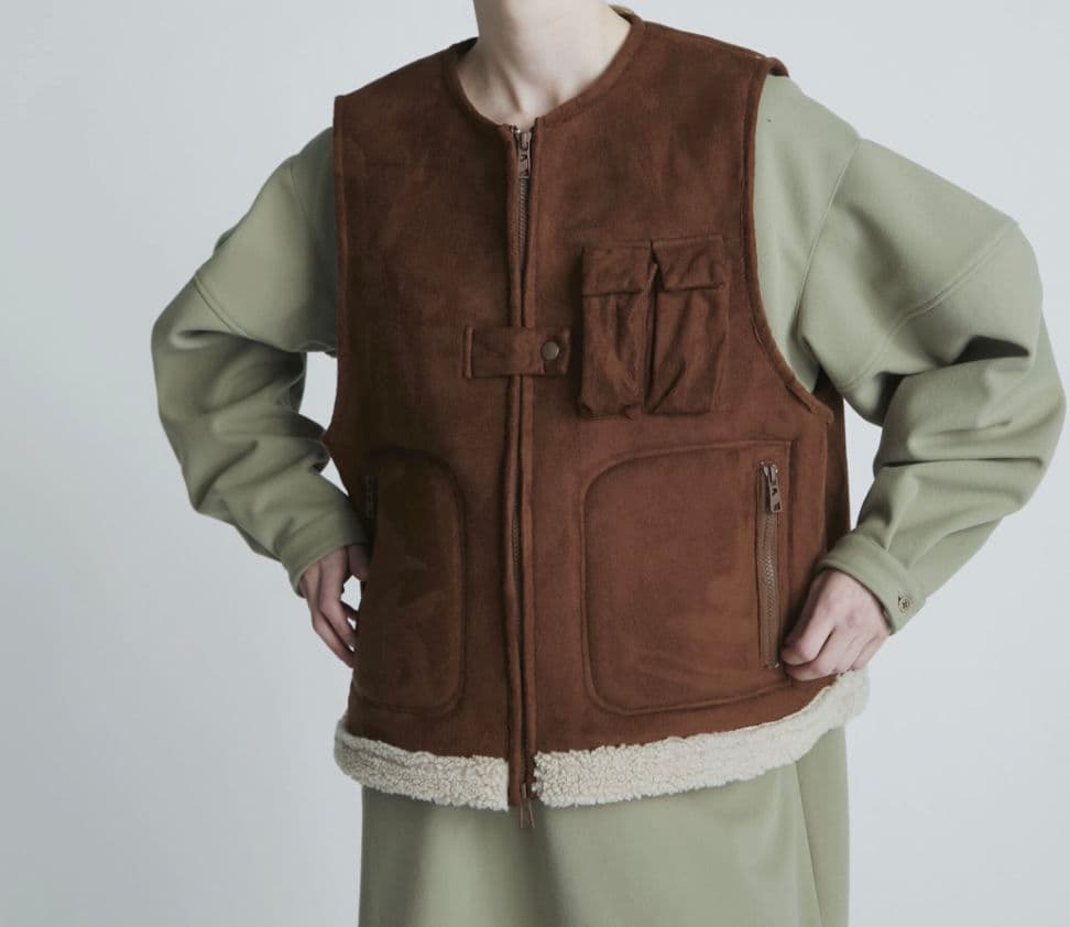 【新品】F/CE. FAUX SHEARLING VEST ムートン Lsize