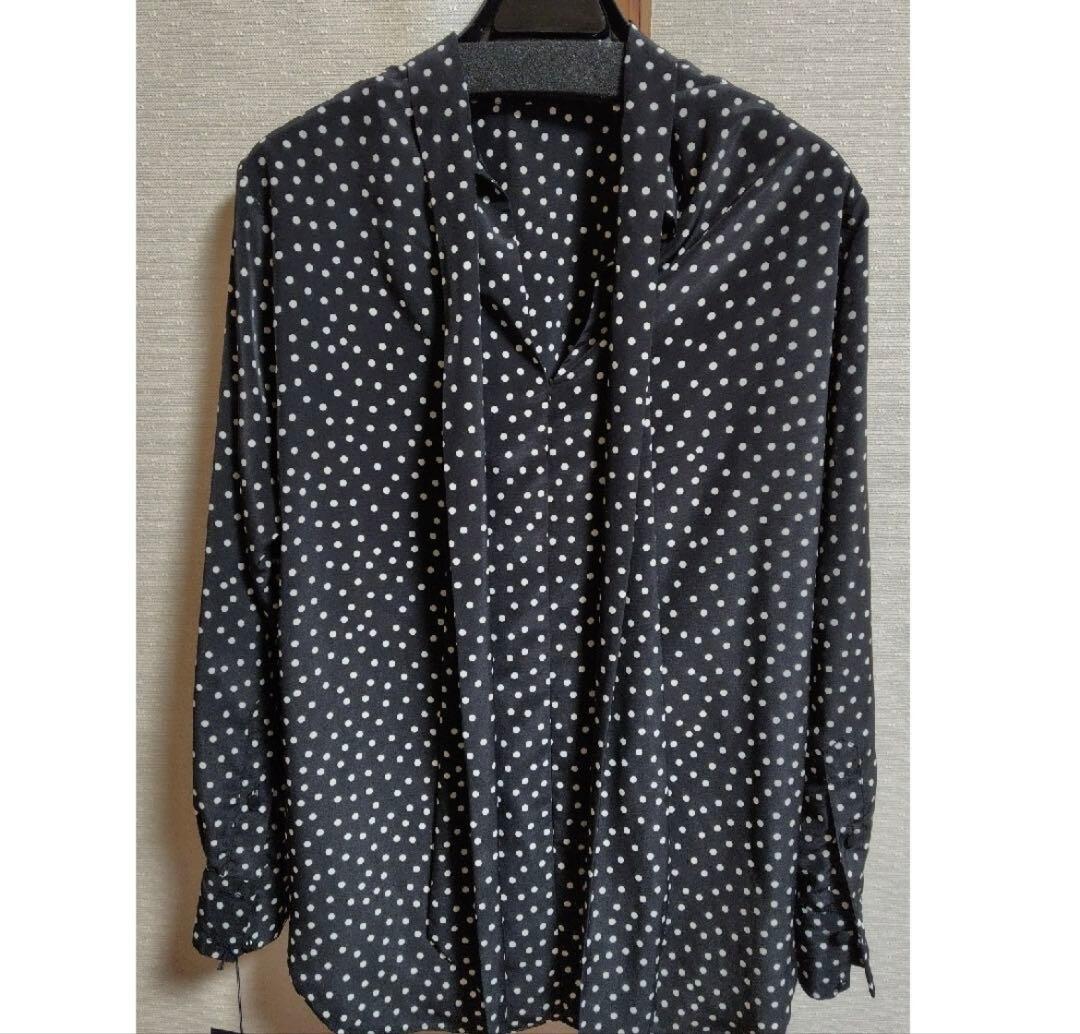 SINME ドット柄　ボウタイブラウス