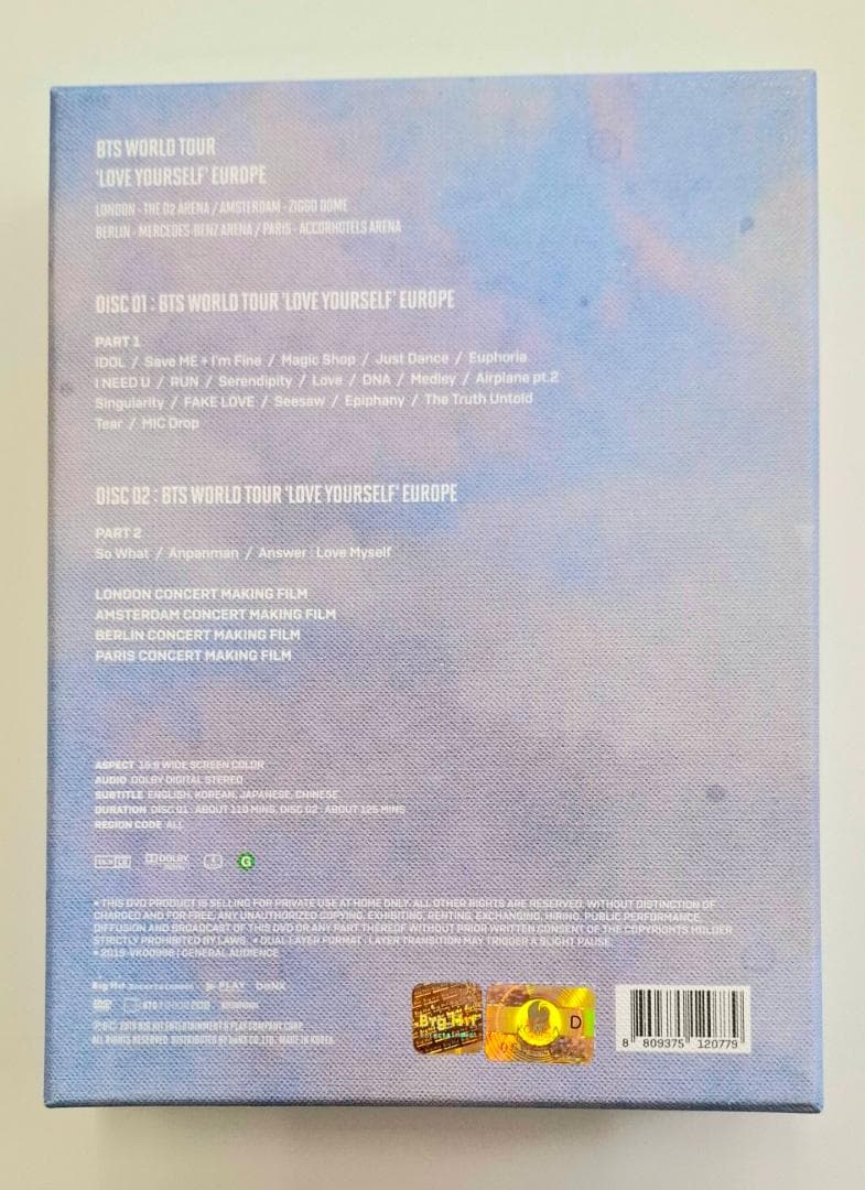 BTS ツアー LYS ヨーロッパ DVD（G352）