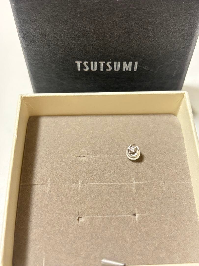 TSUTSUMI K10ホワイトゴールドダイヤモンドピアス（片耳）