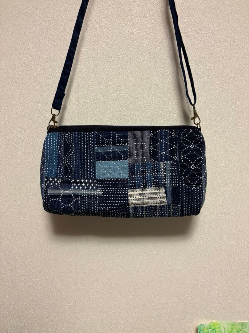 松阪もめん刺し子ショルダーバッグ　横長　大きなサイズはこれがラストです！