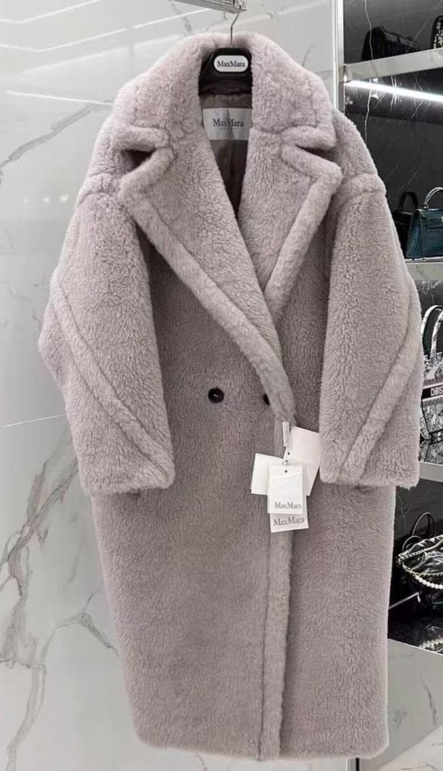 MaxMara ライトグレーファーコート XS