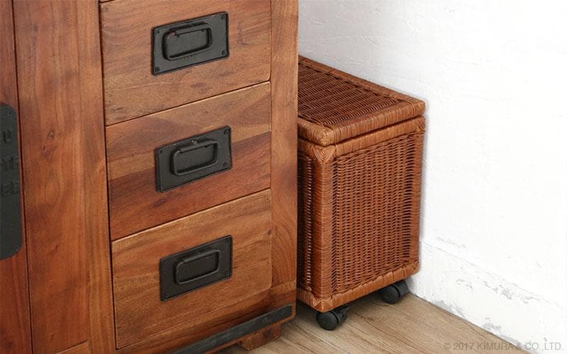 ラタン キャスター付 収納ボックス GK513MHR