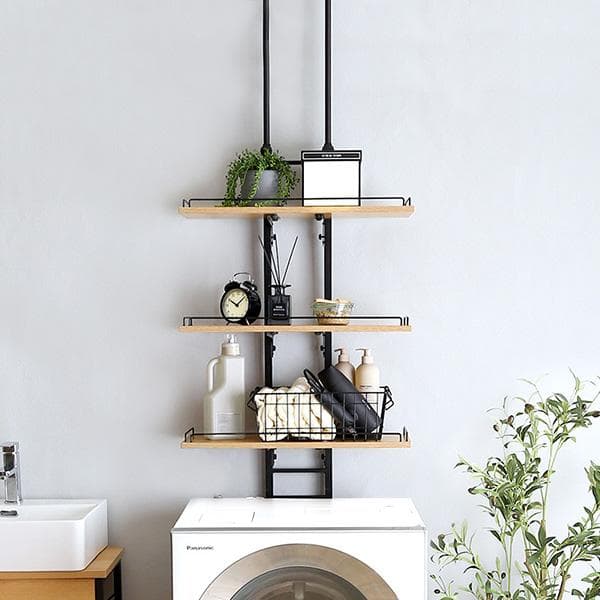 売れてます！！突っ張り ランドリーラック 洗濯機ラック【シャビ―オーク】