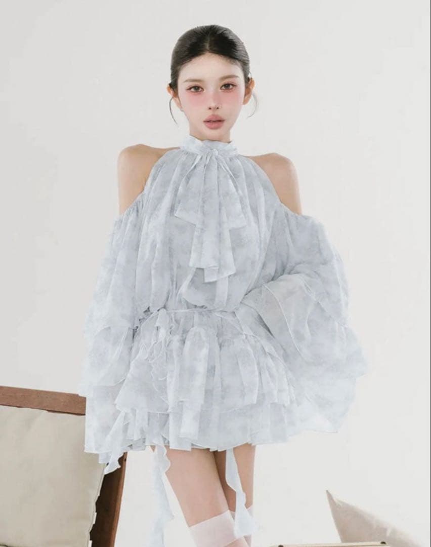 ★✨！ダーリッチ トワルドジュイシフォンフリルミニワンピース FL