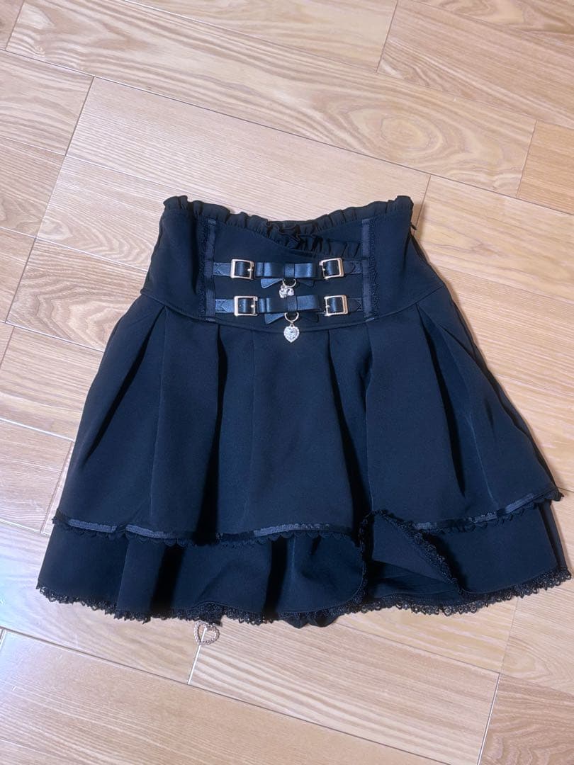 LIZLISA 2連リボンベルトスカパン 黒