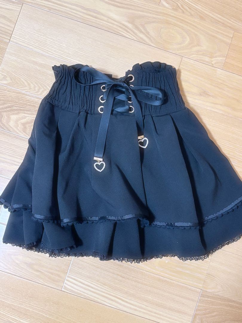 LIZLISA 2連リボンベルトスカパン 黒