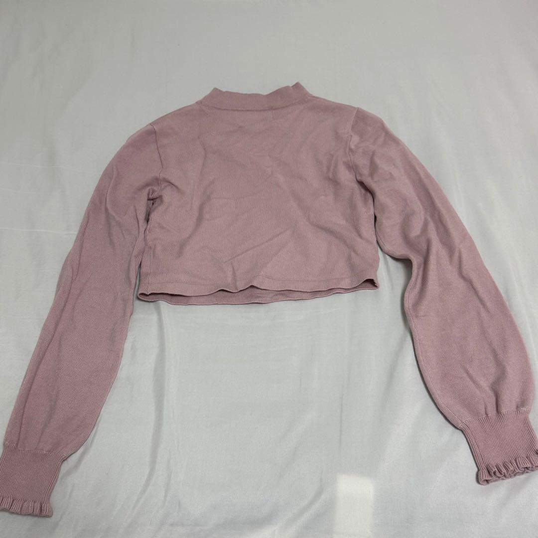 ハニーミュー 千鳥柄ハイネックアンサンブルトップス ピンク