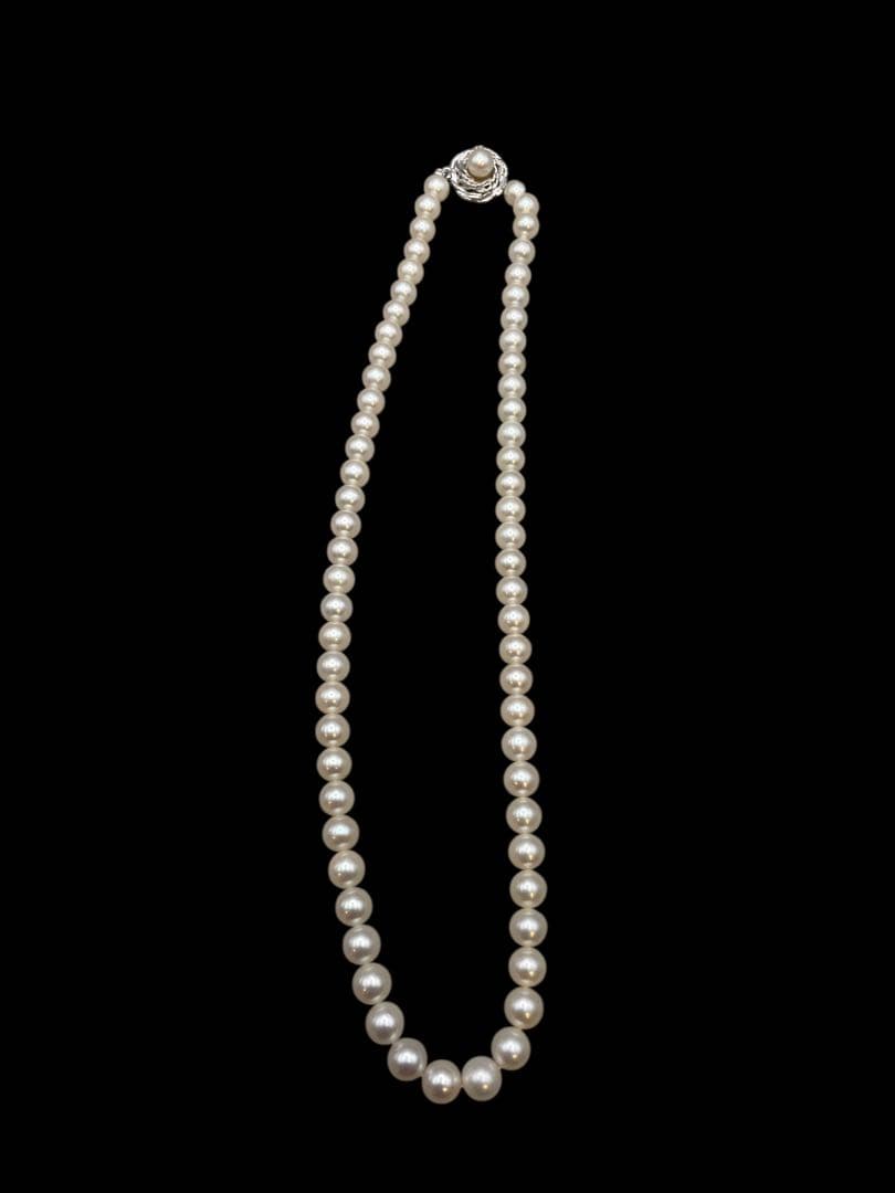 シ*マ様 中古美品パール真珠パールネックレス金具シルバー刻印