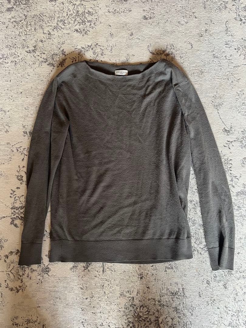 dries van noten カーキグレーニット