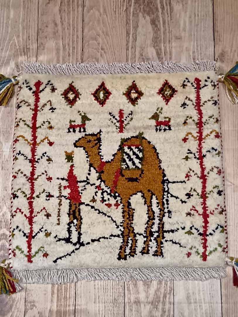 【ヨーセイゲン】ペルシャ絨毯　ギャッベ　座布団　手織り　イラン(52)