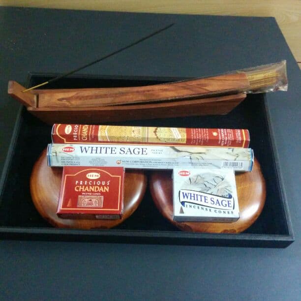 ★数量限定セット④★お香立て付【２００gホワイトセージ✴HEM社インセンス４種♥