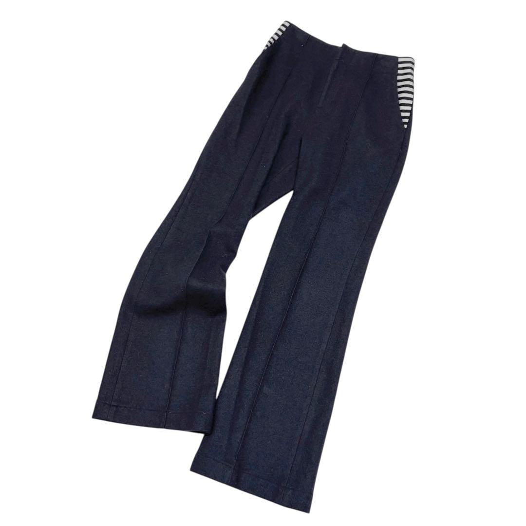 ボーダーズアットバルコニー　パンツ　ブラック　ストレート　ウール　S 黒