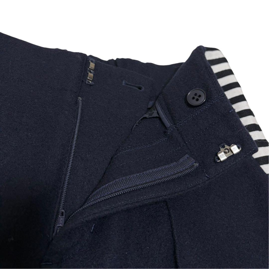 ボーダーズアットバルコニー　パンツ　ブラック　ストレート　ウール　S 黒