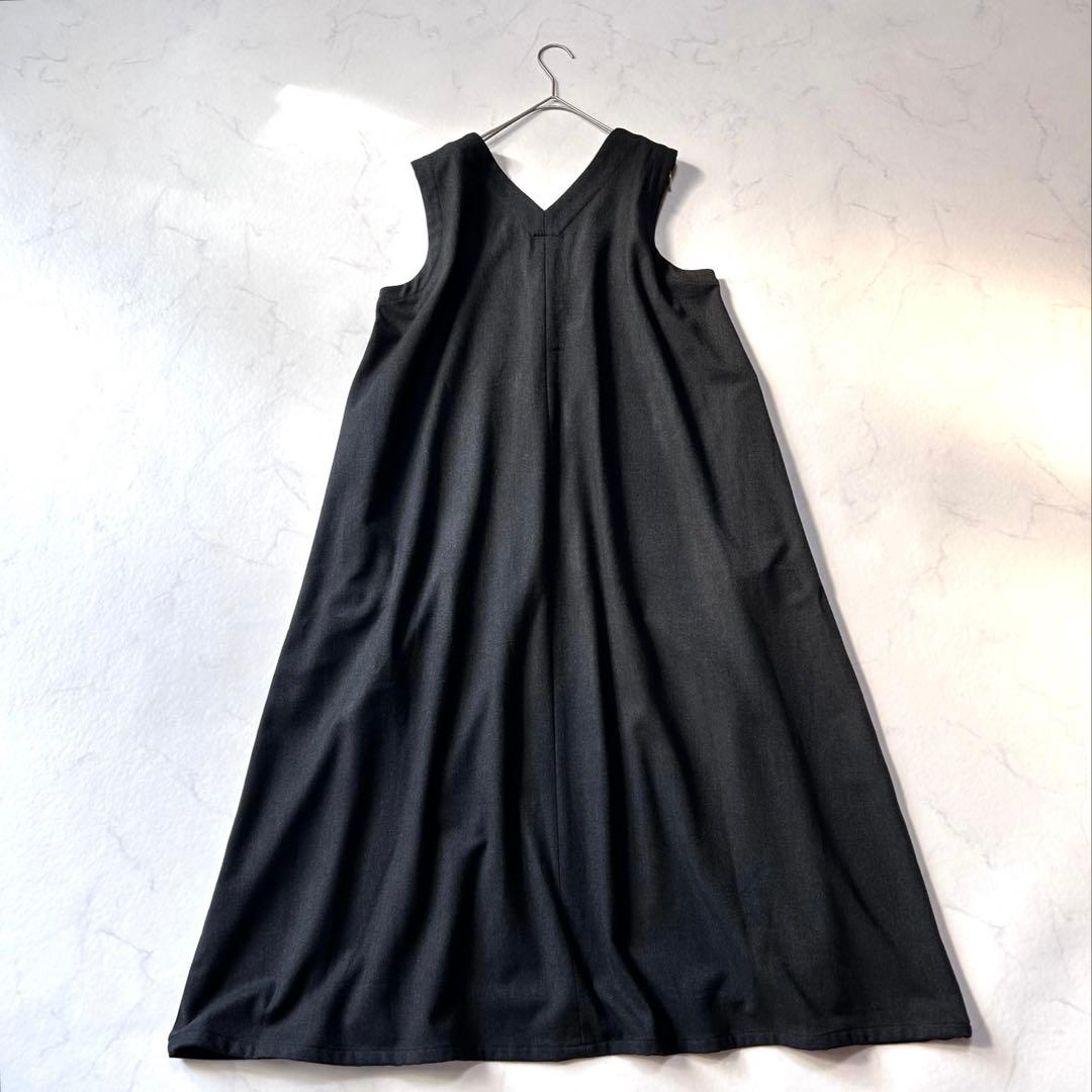 美品 プランテーション Vネック ジャンパースカート ロングワンピースワイド