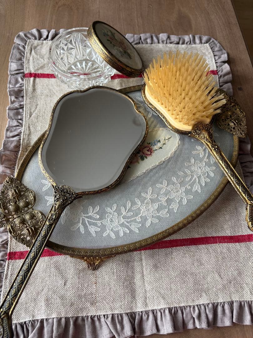 イギリスアンティーク ドレッシングセット プチポワン フランスアンティーク