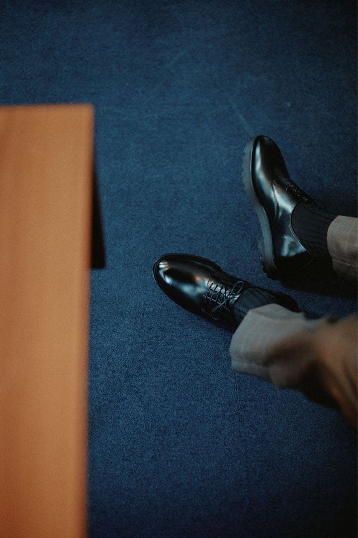 期間値下 6cmUP シークレットシューズ ラウンドトゥ 黒 ADELO 牛革