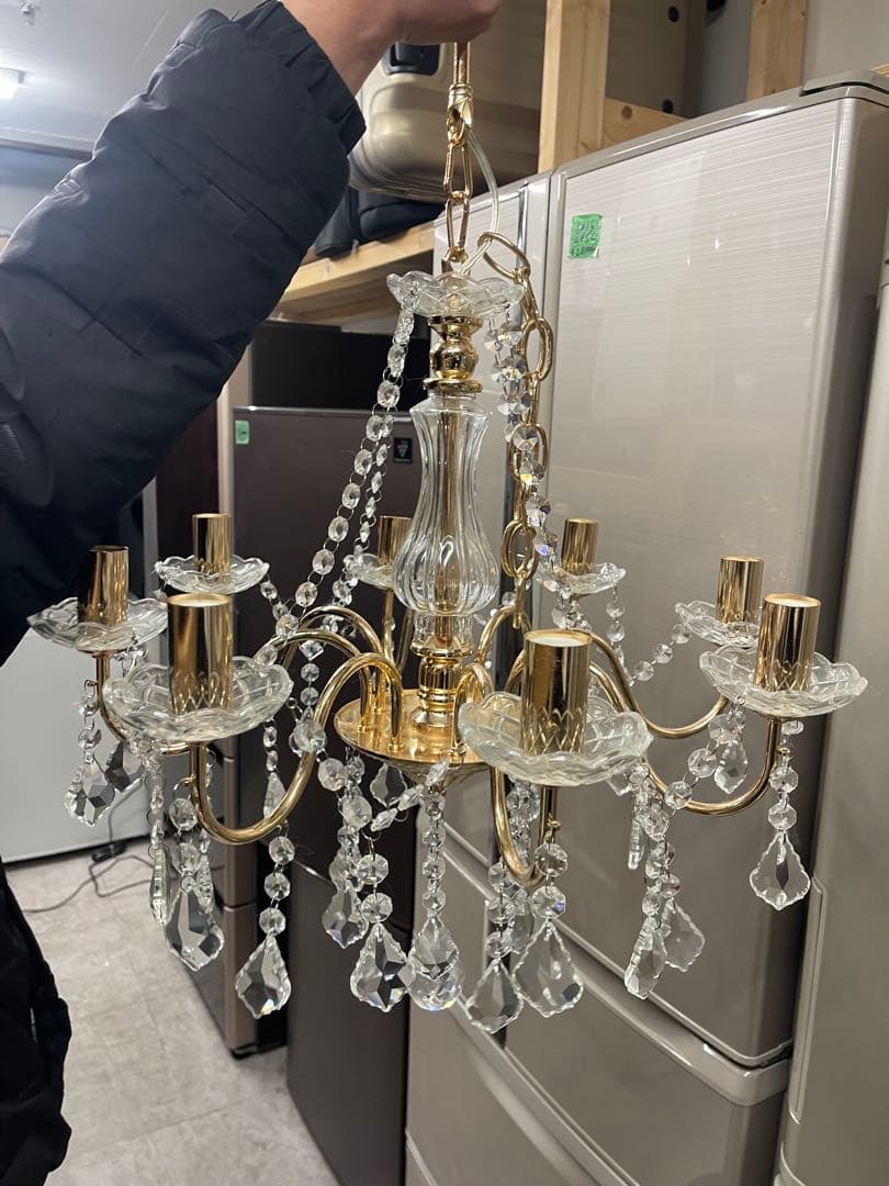 クリスタルガラス シャンデリア 8灯 ピンクゴールド