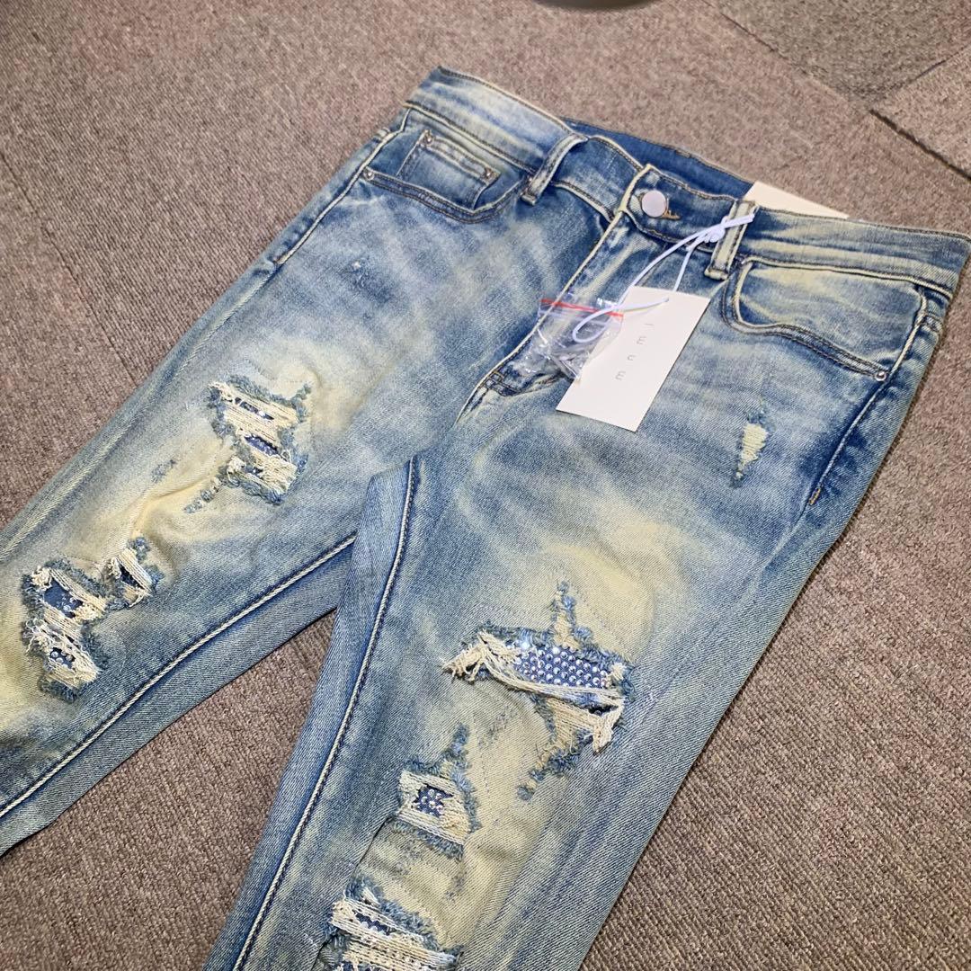 mnml ミニマル【新品未使用】X201ラインストーンスキニーデニム 30インチ