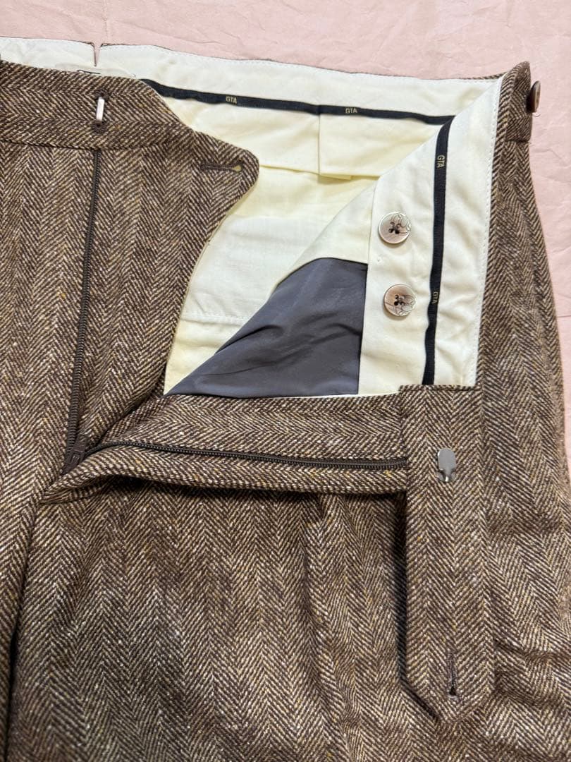 GTA SERGIO ヘリンボーン　スラックス　ブラウン　サイズ52 ５者混