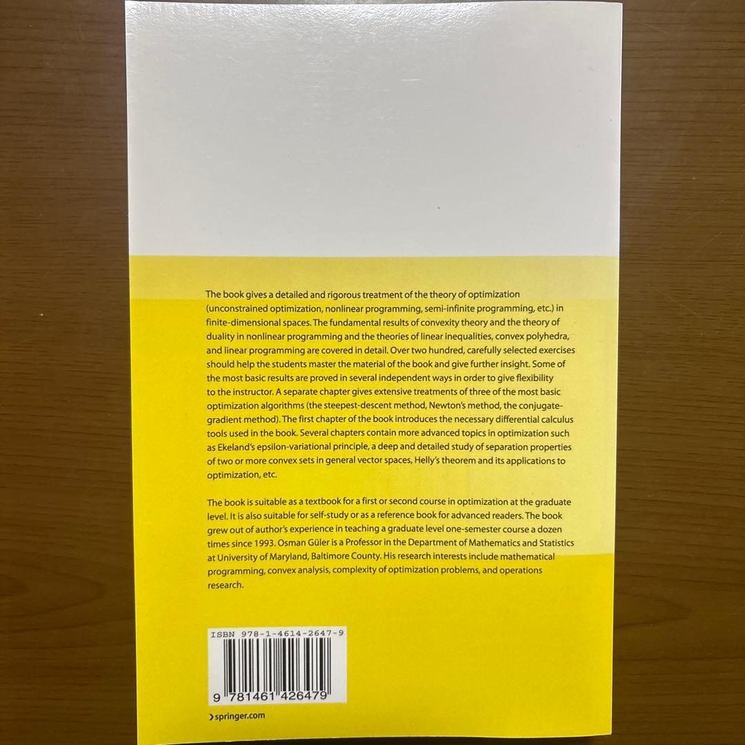 Foundations of Optimization【洋書美品】